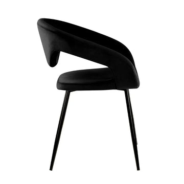 Esszimmerstuhl – Velvet Stoff, Metall Gestell, Schwarze Farbe - Lenn | Kick Collection