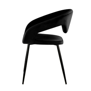 Esszimmerstuhl – Velvet Stoff, Metall Gestell, Schwarze Farbe - Lenn | Kick Collection