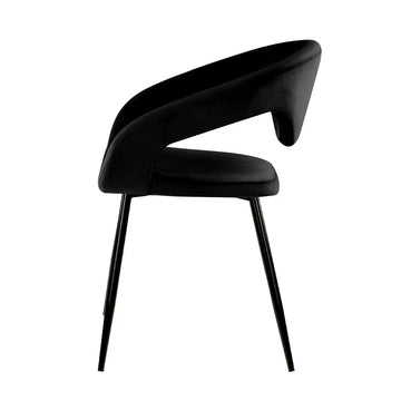 Esszimmerstuhl – Velvet Stoff, Metall Gestell, Schwarze Farbe - Lenn | Kick Collection