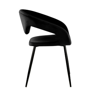 Esszimmerstuhl – Velvet Stoff, Metall Gestell, Schwarze Farbe - Lenn | Kick Collection