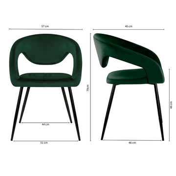 Esszimmerstuhl – Velvet Stoff, Metall Gestell, Dunkelgrüne Farbe - Lenn  | Kick Collection