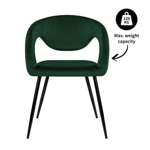 Esszimmerstuhl – Velvet Stoff, Metall Gestell, Dunkelgrüne Farbe - Lenn  | Kick Collection