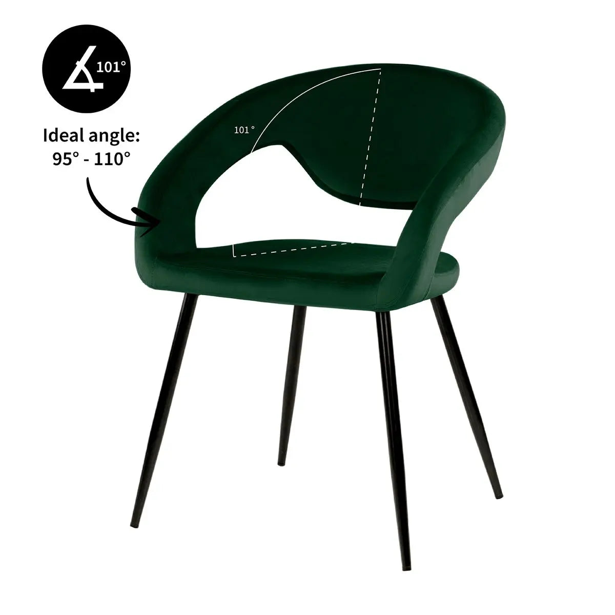Esszimmerstuhl – Velvet Stoff, Metall Gestell, Dunkelgrüne Farbe - Lenn  | Kick Collection