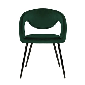 Esszimmerstuhl – Velvet Stoff, Metall Gestell, Dunkelgrüne Farbe - Lenn  | Kick Collection