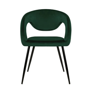 Esszimmerstuhl – Velvet Stoff, Metall Gestell, Dunkelgrüne Farbe - Lenn  | Kick Collection