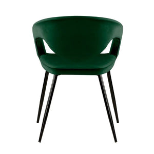 Esszimmerstuhl – Velvet Stoff, Metall Gestell, Dunkelgrüne Farbe - Lenn  | Kick Collection
