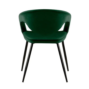 Esszimmerstuhl – Velvet Stoff, Metall Gestell, Dunkelgrüne Farbe - Lenn  | Kick Collection