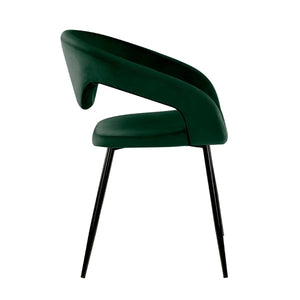 Esszimmerstuhl – Velvet Stoff, Metall Gestell, Dunkelgrüne Farbe - Lenn  | Kick Collection