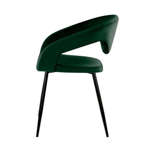 Esszimmerstuhl – Velvet Stoff, Metall Gestell, Dunkelgrüne Farbe - Lenn  | Kick Collection