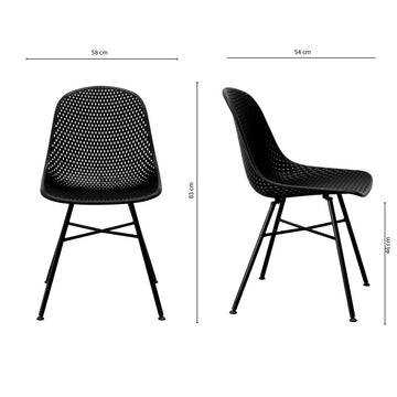 Gartenstuhl – Kunststoff Material, Metall Gestell, Schwarze Farbe - Sol | Kick