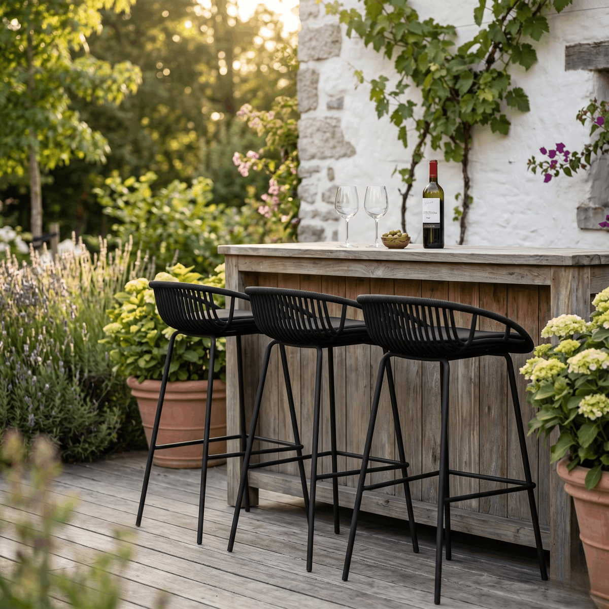 Gartenbarhocker – Kunststoff Schale, Metallgestell, Weiße Farbe - Rio | Kick Collection