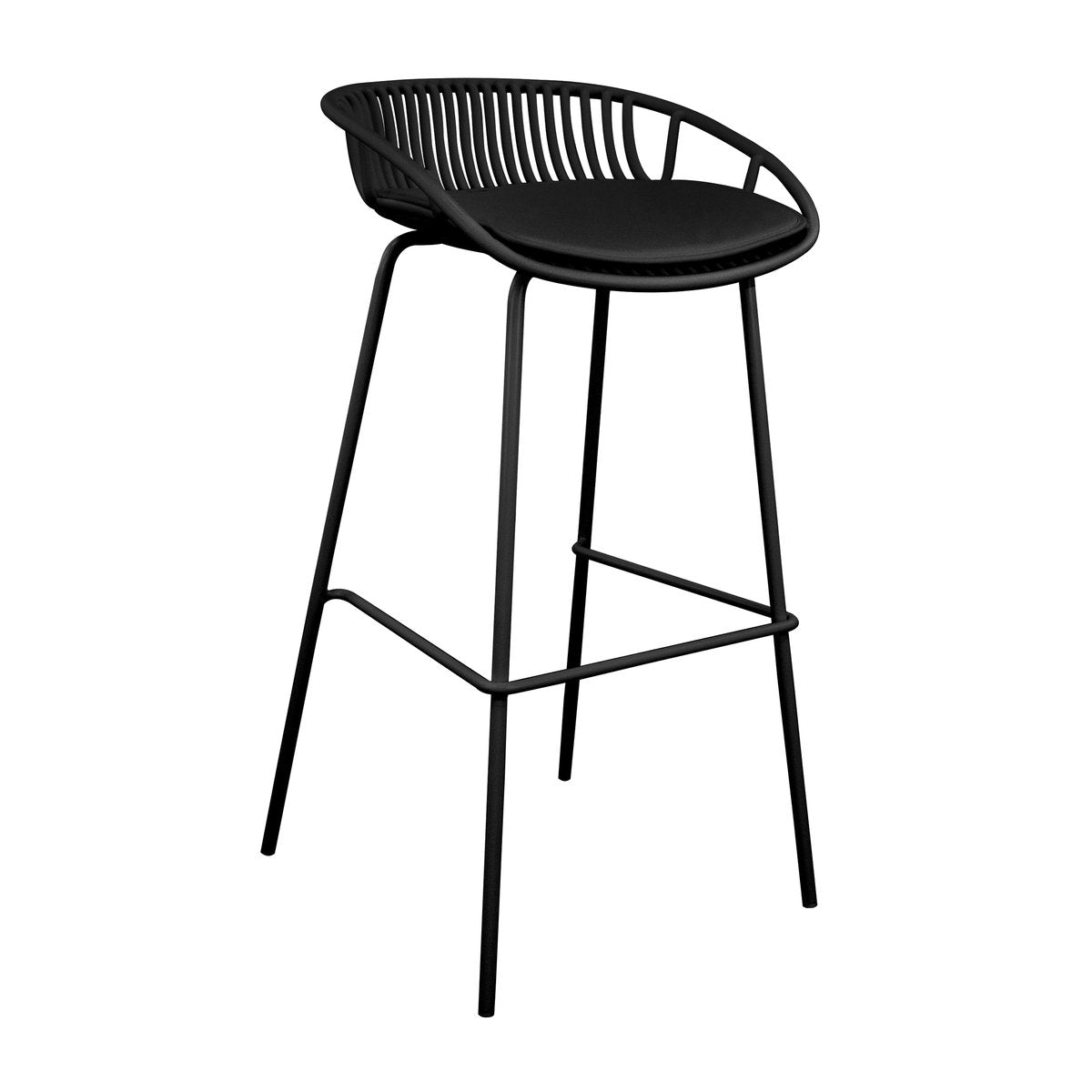 Gartenbarhocker – Kunststoff Schale, Metallgestell, Schwarze Farbe - Rio | Kick Collection