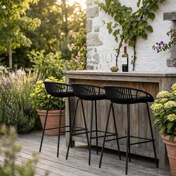 Gartenbarhocker – Kunststoff Schale, Metallgestell, Schwarze Farbe - Rio | Kick Collection