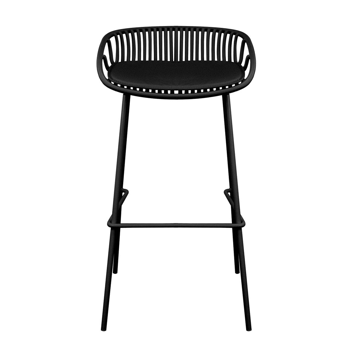 Gartenbarhocker – Kunststoff Schale, Metallgestell, Schwarze Farbe - Rio | Kick Collection