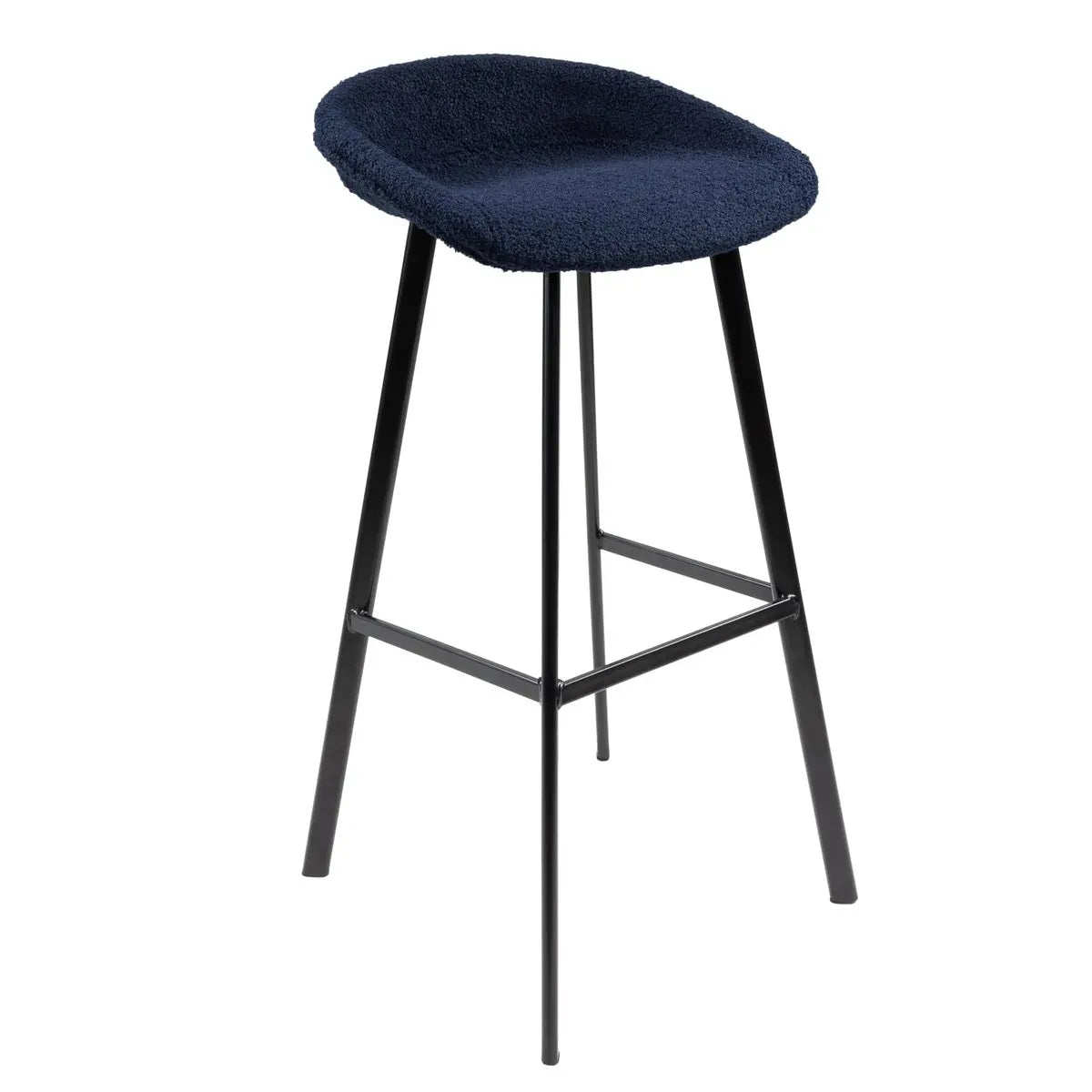 Barhocker – Blauer Bezug, Schwarzes Gestell, Weicher Sitz - Lily | Kick Collection