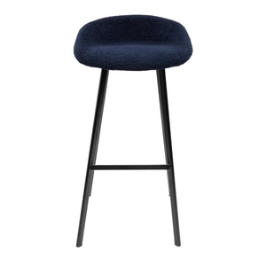 Barhocker – Blauer Bezug, Schwarzes Gestell, Weicher Sitz - Lily | Kick Collection