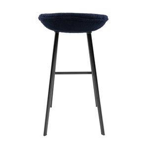 Barhocker – Blauer Bezug, Schwarzes Gestell, Weicher Sitz - Lily | Kick Collection