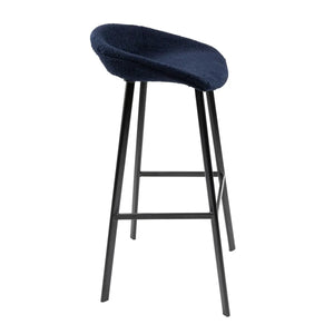 Barhocker – Blauer Bezug, Schwarzes Gestell, Weicher Sitz - Lily | Kick Collection