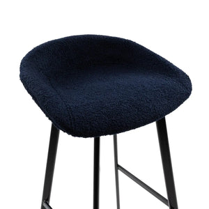 Barhocker – Blauer Bezug, Schwarzes Gestell, Weicher Sitz - Lily | Kick Collection
