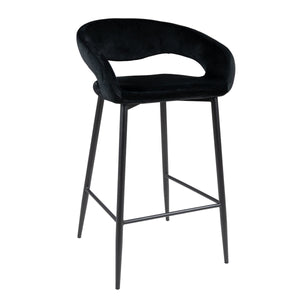 Barstuhl – Velvet Stoff, Metall Gestell, Schwarze Farbe - Lenn | Kick Collection