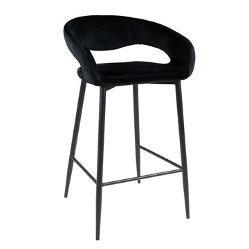 Barstuhl – Velvet Stoff, Metall Gestell, Schwarze Farbe - Lenn | Kick Collection