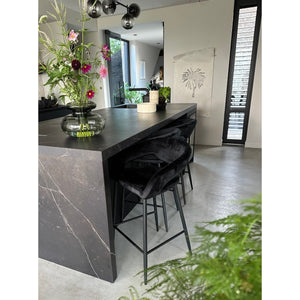 Barstuhl – Velvet Stoff, Metall Gestell, Schwarze Farbe - Lenn | Kick Collection