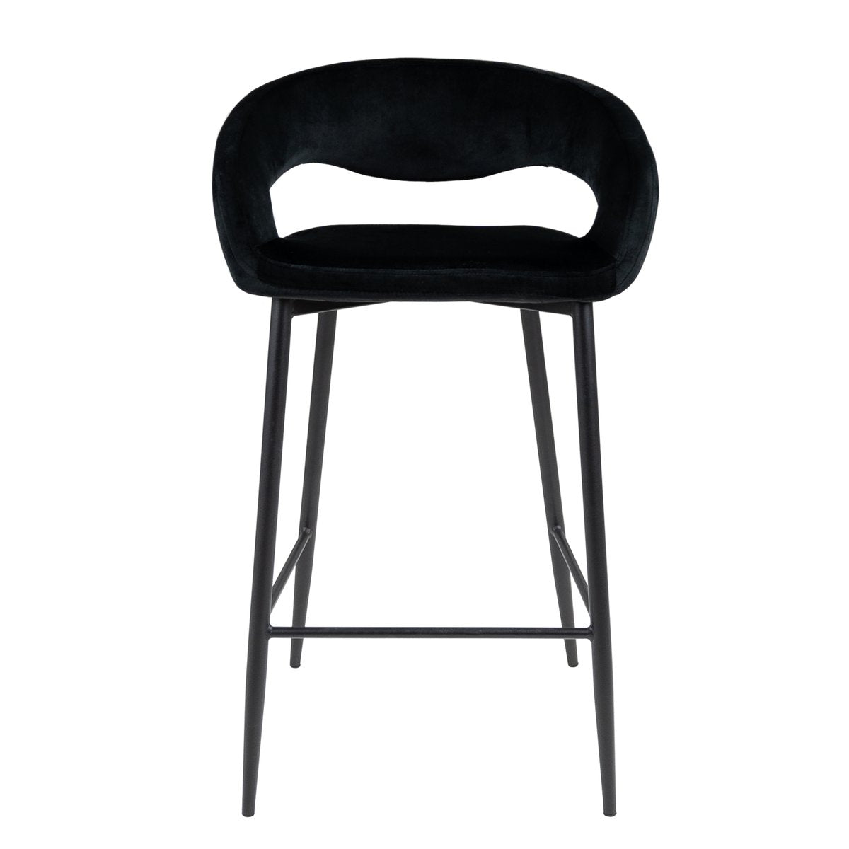 Barstuhl – Velvet Stoff, Metall Gestell, Schwarze Farbe - Lenn | Kick Collection