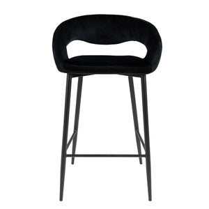 Barstuhl – Velvet Stoff, Metall Gestell, Schwarze Farbe - Lenn | Kick Collection