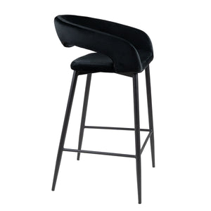Barstuhl – Velvet Stoff, Metall Gestell, Schwarze Farbe - Lenn | Kick Collection