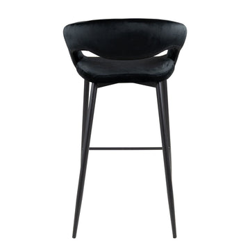 Barstuhl – Velvet Stoff, Metall Gestell, Schwarze Farbe - Lenn | Kick Collection