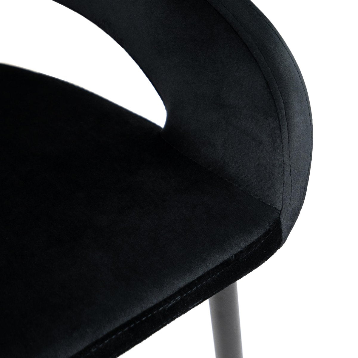 Barstuhl – Velvet Stoff, Metall Gestell, Schwarze Farbe - Lenn | Kick Collection