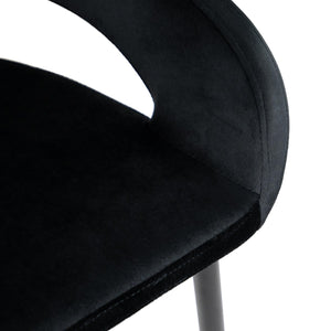 Barstuhl – Velvet Stoff, Metall Gestell, Schwarze Farbe - Lenn | Kick Collection