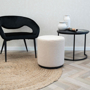 Hocker – Teddy Stoff, Metall Gestell, Multifunktion Nutzung, Weiß - Teddy | Kick