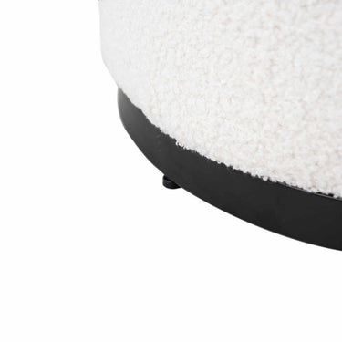 Hocker – Weißer Teddy-Stoff, Schwarzes Metall, Weiche Polsterung - Teddy | Kick Collection