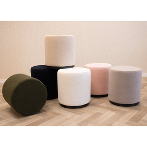 Hocker – Teddy Stoff, Metall Gestell, Multifunktion Nutzung, Weiß - Teddy | Kick