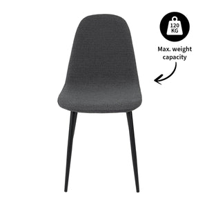 Esszimmerstuhl – Dunkelgrauer Bouclé-Stoff, Schwarzes Metall, Runde Form - Mees | Kick Collection