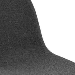 Esszimmerstuhl – Dunkelgrauer Bouclé-Stoff, Schwarzes Metall, Runde Form - Mees | Kick Collection