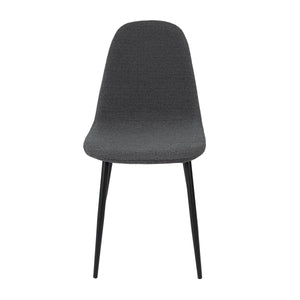 Esszimmerstuhl – Dunkelgrauer Bouclé-Stoff, Schwarzes Metall, Runde Form - Mees | Kick Collection