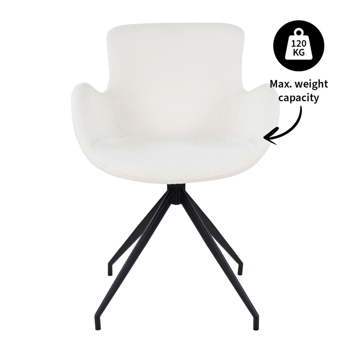 Drehstuhl – Bouclé Stoff, Drehbares Metallgestell, Weiße Farbe - Novi | Kick Collection