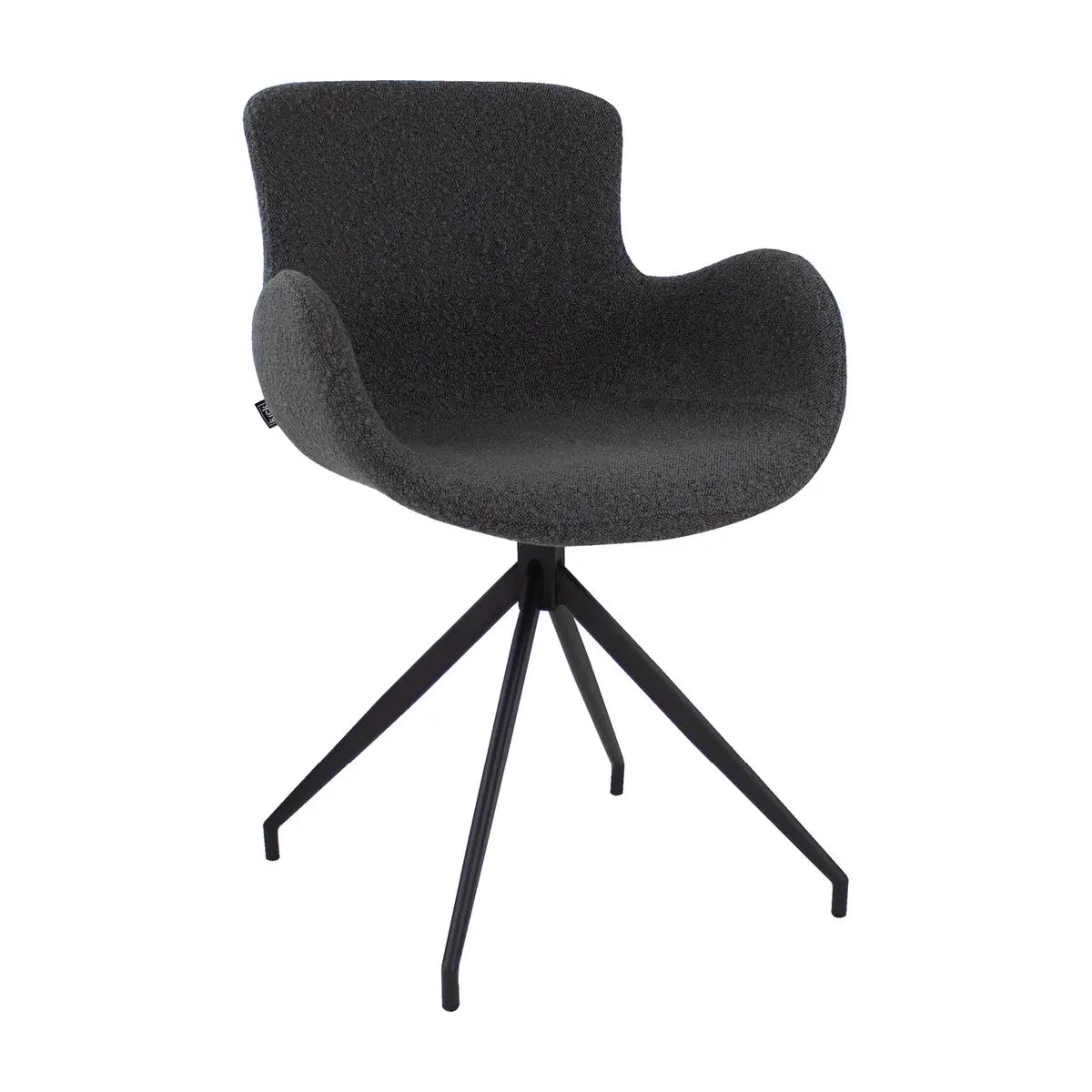 Drehstuhl – Bouclé Stoff, Drehbares Metallgestell, Dunkelgraue Farbe - Novi | Kick Collection