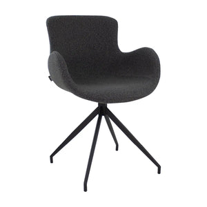 Drehstuhl – Bouclé Stoff, Drehbares Metallgestell, Dunkelgraue Farbe - Novi | Kick Collection