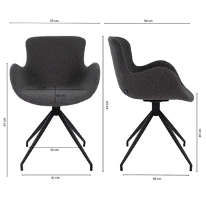 Drehstuhl – Bouclé Stoff, Drehbares Metallgestell, Dunkelgraue Farbe - Novi | Kick Collection
