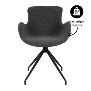 Drehstuhl – Bouclé Stoff, Drehbares Metallgestell, Dunkelgraue Farbe - Novi | Kick Collection