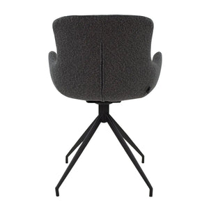 Drehstuhl – Bouclé Stoff, Drehbares Metallgestell, Dunkelgraue Farbe - Novi | Kick Collection