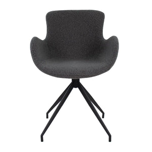 Drehstuhl – Bouclé Stoff, Drehbares Metallgestell, Dunkelgraue Farbe - Novi | Kick Collection