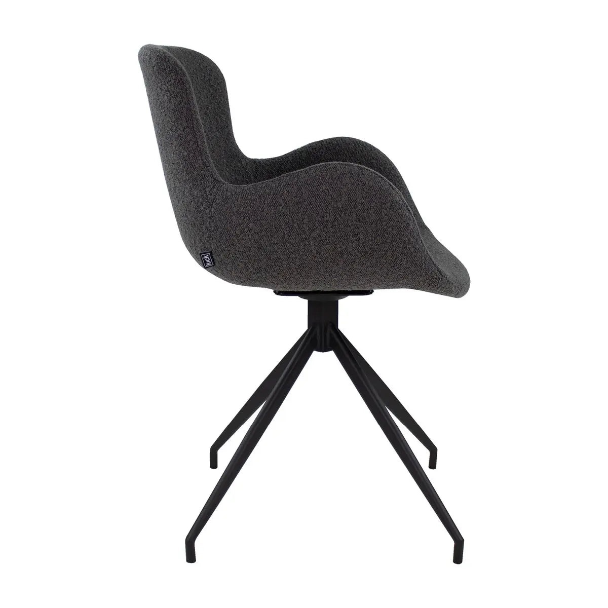 Drehstuhl – Bouclé Stoff, Drehbares Metallgestell, Dunkelgraue Farbe - Novi | Kick Collection