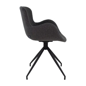 Drehstuhl – Bouclé Stoff, Drehbares Metallgestell, Dunkelgraue Farbe - Novi | Kick Collection