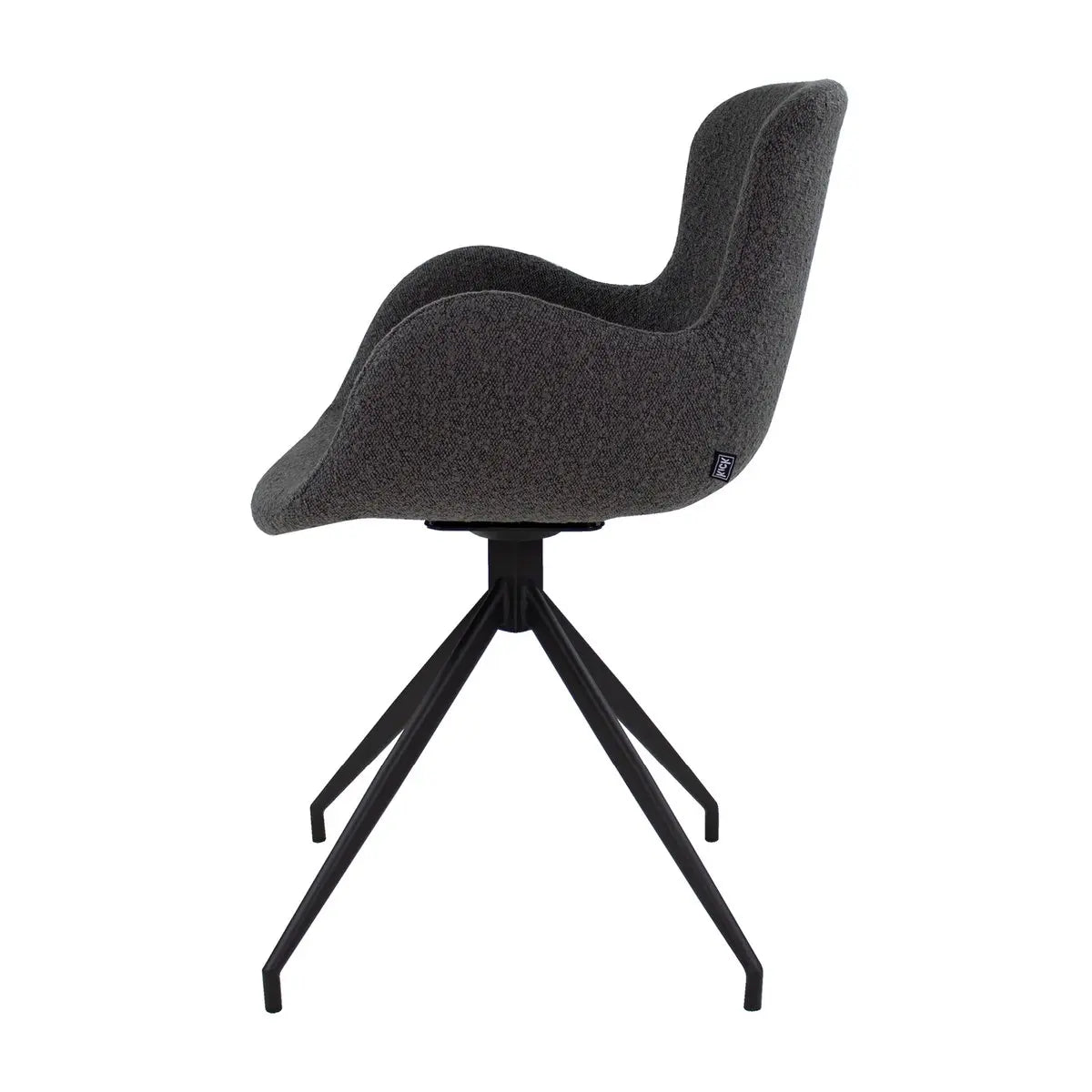 Drehstuhl – Bouclé Stoff, Drehbares Metallgestell, Dunkelgraue Farbe - Novi | Kick Collection