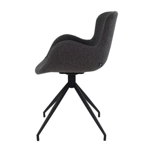 Drehstuhl – Bouclé Stoff, Drehbares Metallgestell, Dunkelgraue Farbe - Novi | Kick Collection
