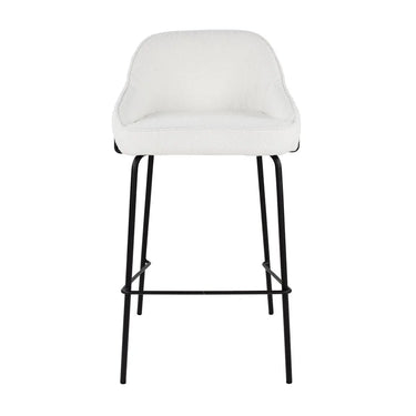 Barhocker – Weißer Bouclé, Schwarzes Metall, Markante Form - Sepp | Kick Collection